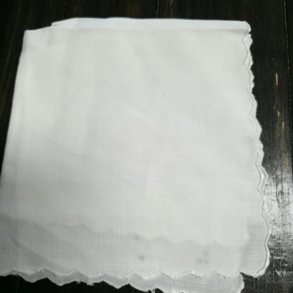 VTG White Embroidered Handkerchiefs Lot Butterfly Floral Scalloped Edge Bridal